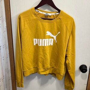 Puma Mustard Yellow Logo Crewneck Sweatshirt